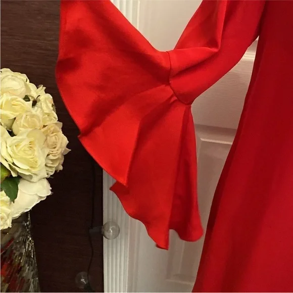 Alexis Scarlet Asymmetrical red silkDress, M